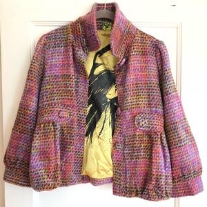 Nuvula Pink Purple Houndstooth Plaid Wool Jacket